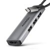 AXAGON HMC-H3A Wieloportowy hub USB 4in1, 5Gbps, 3x USB-A (2x USB2.0, 1x USB3.0) + HDMI 4K^30Hz, metal, 15cm USB-C kabel